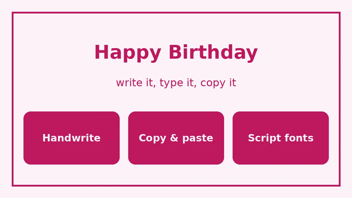 Happy Birthday written in cursive on a pastel card with a pen beside it