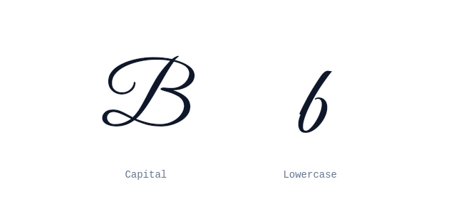 Capital and lowercase B in cursive