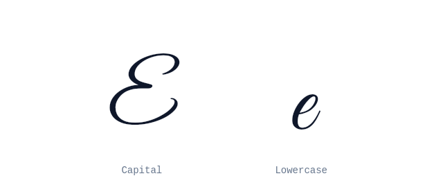 Capital and lowercase E in cursive