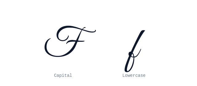 Capital and lowercase F in cursive