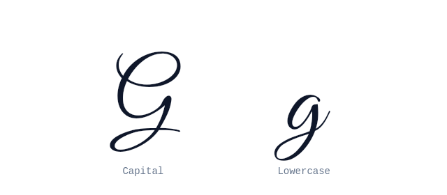 Capital and lowercase G in cursive