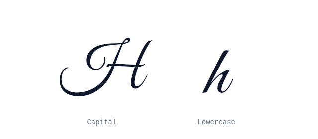 Capital and lowercase H in cursive
