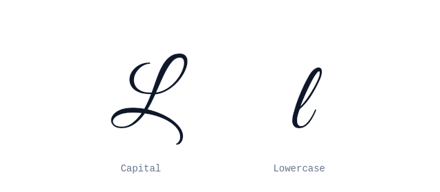 Capital and lowercase L in cursive