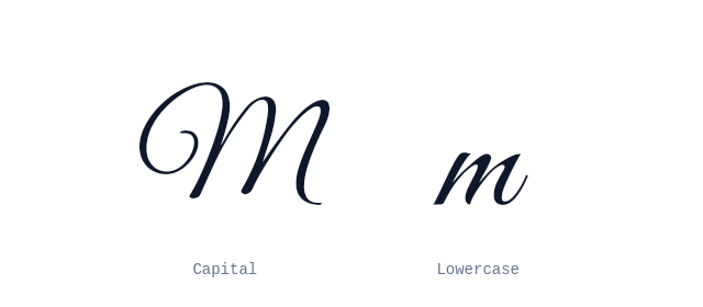 Capital and lowercase M in cursive