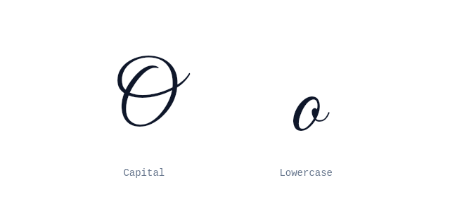 Capital and lowercase O in cursive