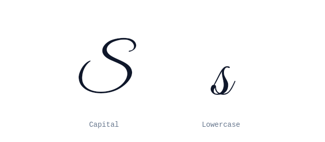 Capital and lowercase S in cursive