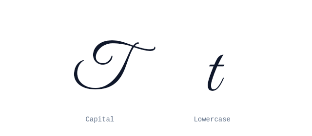 Capital and lowercase T in cursive
