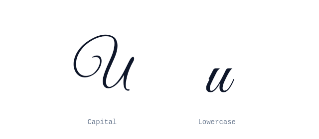 Capital and lowercase U in cursive