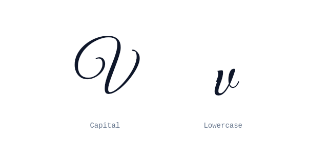 Capital and lowercase V in cursive