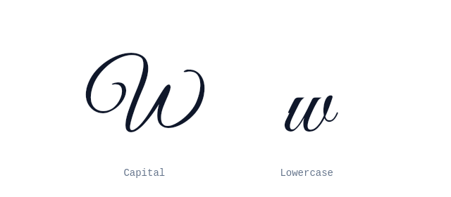 Capital and lowercase W in cursive