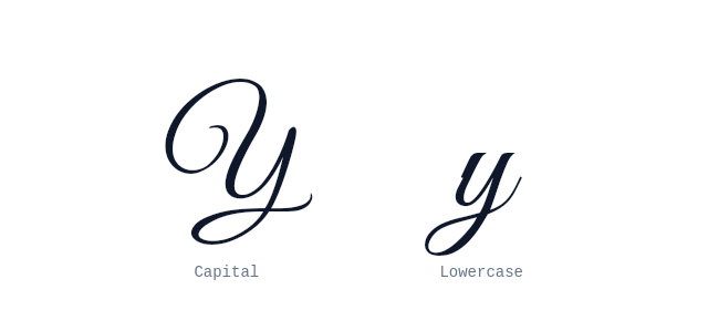 Capital and lowercase Y in cursive