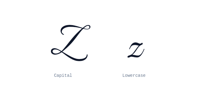 Capital and lowercase Z in cursive